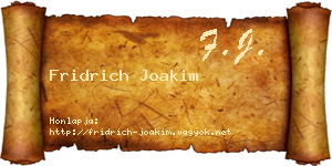 Fridrich Joakim névjegykártya